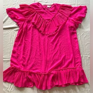 ASOS Vibrant Pink Sheer Ruffle Blouse w/ Tank | Size US 22